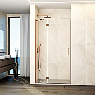 GME Mampara de ducha frontal Glass C (110 x 195 cm, Espesor de vidrio: 8 mm, Cobre, An x Al: 110 (40/70) x 195 cm)