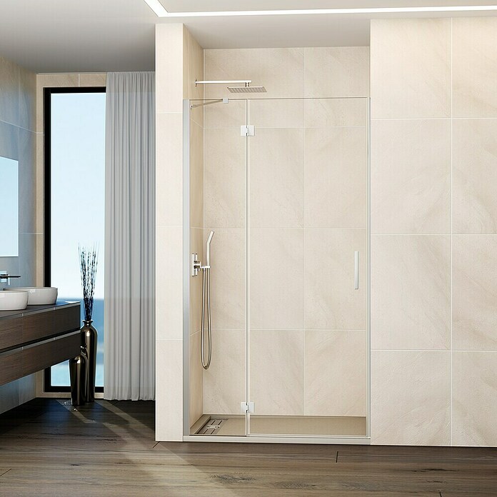 GME Mampara de ducha frontal Glass C (100 x 195 cm, Cromo, An x Al: 100 (20/80) x 195 cm) | BAUHAUS