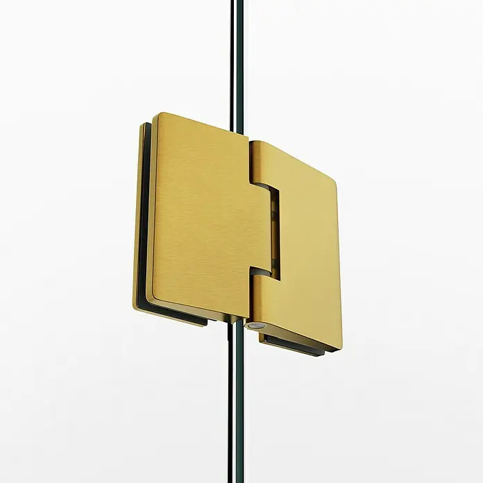 GME Mampara de ducha frontal Glass - 235 x 195 cm, Oro, An x Al: 235 cm (50+70+70+50), 195 cm - Bisagra dorada para puerta de ducha para el montaje de una mampara de ducha de vidrio. La bisagra es robusta y moderna.