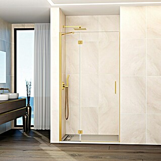 GME Mampara de ducha frontal Glass C (70 x 195 cm, Oro, An x Al: 70 (20/50) x 195 cm)