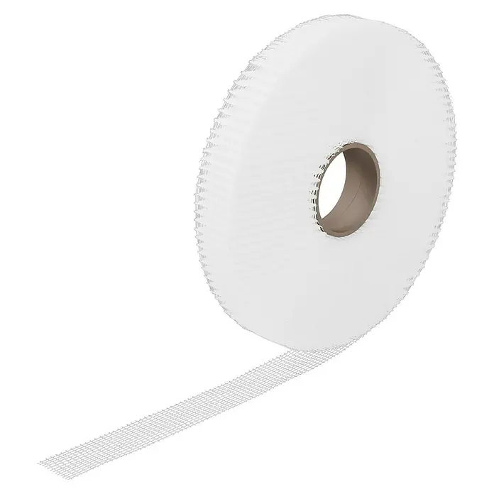Probau Glasfasergewebeband - 45 mm x 90 m, Selbstklebend - Nahaufnahme einer Rolle selbstklebenden Glasfasergewebes, ideal zum Verstärken und Reparieren von Oberflächen.