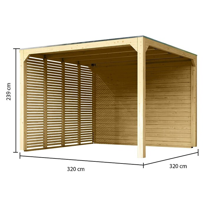 Karibu Grillpavillon (B x T: 320 x 320 cm, Farbe Gestell: Naturbraun, Holz) | BAUHAUS