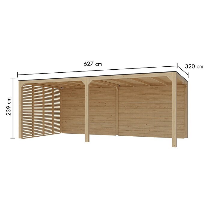 Karibu Grillpavillon (B x T: 627 x 320 cm, Farbe Gestell: Naturbraun, Holz) | BAUHAUS