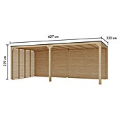 Karibu Grillpavillon (B x T: 627 x 320 cm, Farbe Gestell: Naturbraun, Holz) | BAUHAUS