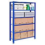 AR Shelving Metallregal T-Profil Grundelement (H x B x T: 250 x 120 x 40 cm, Traglast pro Boden: 250 kg, Anzahl Böden: 6 Stk., Stecken, Blau) | BAUHAUS