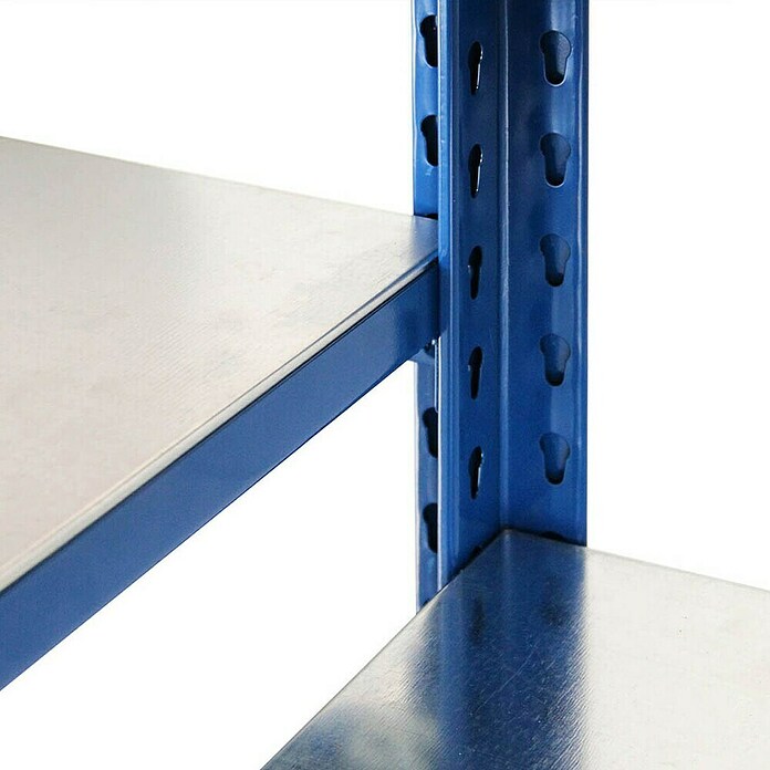AR Shelving Metallregal T-Profil Anbauelement (H x B x T: 200 x 60 x 50 cm, Traglast pro Boden: 250 kg, Anzahl Böden: 4 Stk., Stecken, Blau) | BAUHAUS