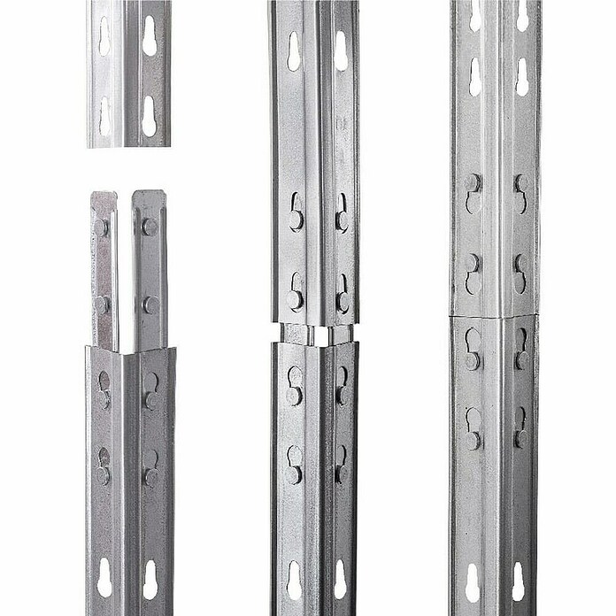 AR Shelving Schwerlastregal Rivet (H x B x T: 180 x 180 x 45 cm, Traglast pro Boden: 175 kg, Anzahl Böden: 15 Stk., Stecken, Silber) | BAUHAUS