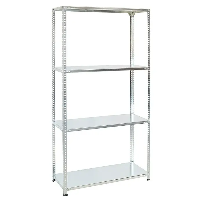 AR Shelving MetallregalH x B x T: 250 x 80 x 40 cm, Traglast pro Boden: 100 kg, Anzahl Böden: 4 Stk., Schrauben, Silber - Diagonale Ansicht