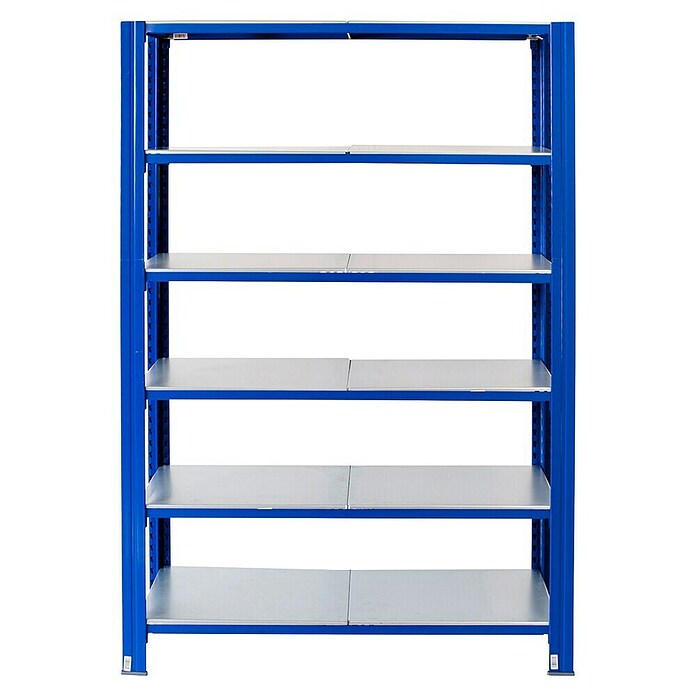 AR Shelving Metallregal T-Profil Grundelement (H x B x T: 250 x 120 x 40 cm, Traglast pro Boden: 250 kg, Anzahl Böden: 6 Stk., Stecken, Blau) | BAUHAUS