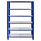 AR Shelving Metallregal T-Profil Grundelement (H x B x T: 250 x 120 x 40 cm, Traglast pro Boden: 250 kg, Anzahl Böden: 6 Stk., Stecken, Blau) | BAUHAUS