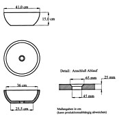 Aufsatzwaschbecken Travertin (Durchmesser: 40 cm, Ohne Beschichtung, Stein, Beige)