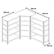 AR Shelving Schwerlastregal Rivet (H x B x T: 180 x 240 x 45 cm, Traglast pro Boden: 175 kg, Anzahl Böden: 15 Stk., Stecken, Silber) | BAUHAUS