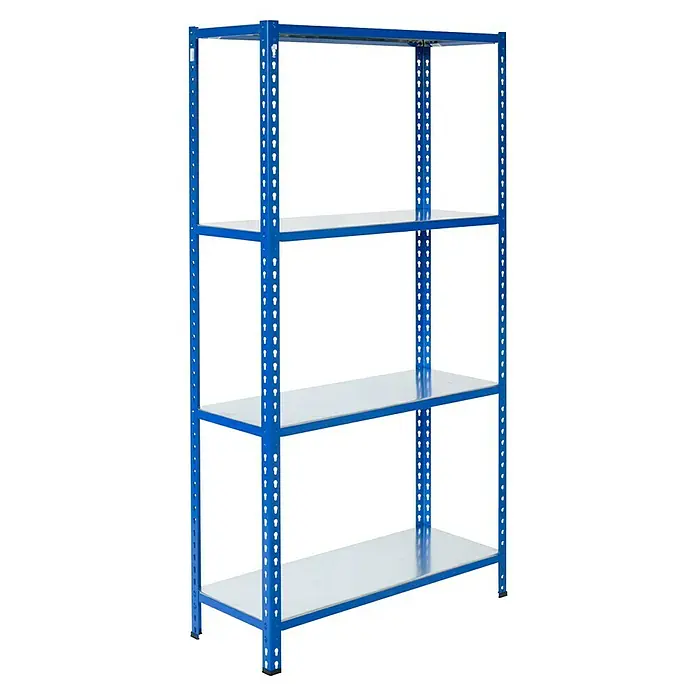AR Shelving Metallregal - H x B x T: 250 x 80 x 30 cm, Traglast pro Boden: 180 kg, Anzahl Böden: 4 Stk., Stecken, Blau - Blaues Lagerregal mit vier Ebenen und stabiler Konstruktion, ideal für Lager und Werkstatt. Einfache Montage und hohe Belastbarkeit.