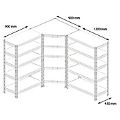 AR Shelving Schwerlastregal Rivet (H x B x T: 180 x 210 x 45 cm, Traglast pro Boden: 175 kg, Anzahl Böden: 15 Stk., Stecken, Silber) | BAUHAUS
