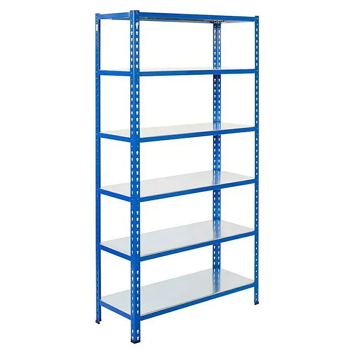 AR Shelving Metallregal - H x B x T: 250 x 60 x 50 cm, Traglast pro Boden: 180 kg, Anzahl Böden: 6 Stk., Stecken, Blau - Blaues Metallregal mit fünf Regalböden zur Aufbewahrung und Lagerung von Gegenständen in Garage, Keller oder Lagerraum.
