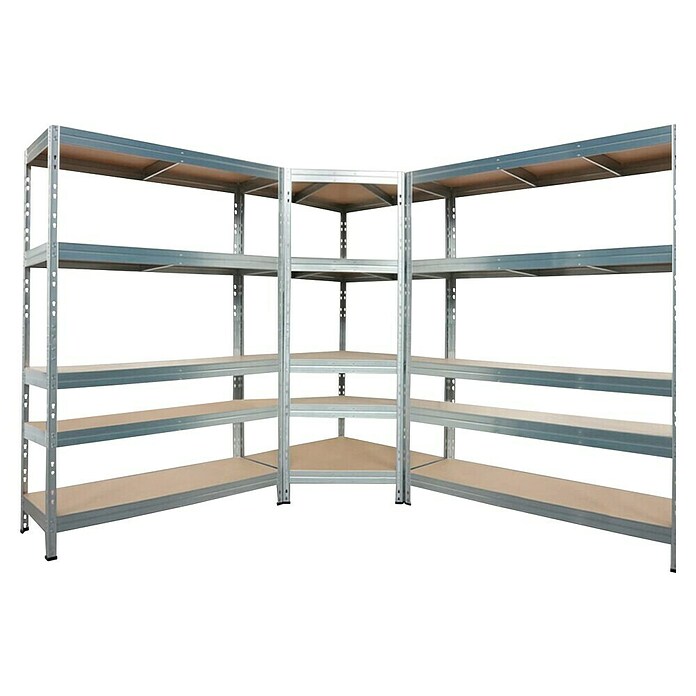 AR Shelving Schwerlastregal Rivet (H x B x T: 180 x 180 x 45 cm, Traglast pro Boden: 175 kg, Anzahl Böden: 15 Stk., Stecken, Silber) | BAUHAUS