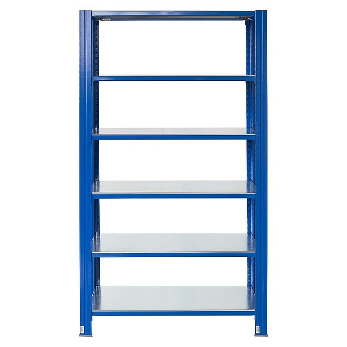 AR Shelving Metallregal T-Profil Grundelement (H x B x T: 200 x 80 x 50 cm, Traglast pro Boden: 250 kg, Anzahl Böden: 6 Stk., Stecken, Blau) | BAUHAUS