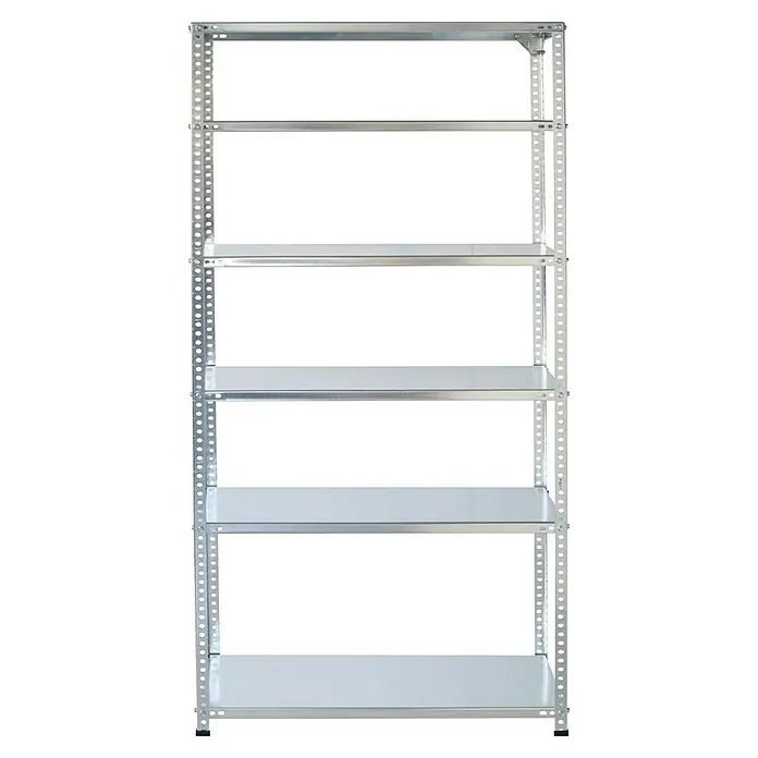 AR Shelving Metallregal - H x B x T: 200 x 100 x 40 cm, Traglast pro Boden: 100 kg, Anzahl Böden: 6 Stk., Schrauben, Silber - Regal mit sechs Regalböden aus verzinktem Stahl, ideal für Lager und Organisation.