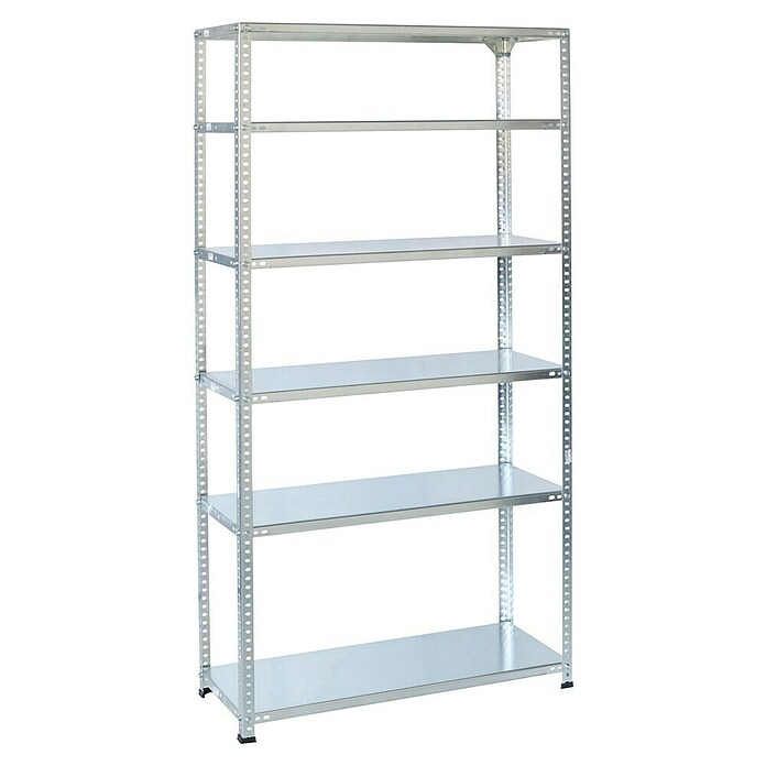 AR Shelving Metallregal (H x B x T: 250 x 90 x 50 cm, Traglast pro Boden: 100 kg, Anzahl Böden: 6 Stk., Schrauben, Silber) | BAUHAUS