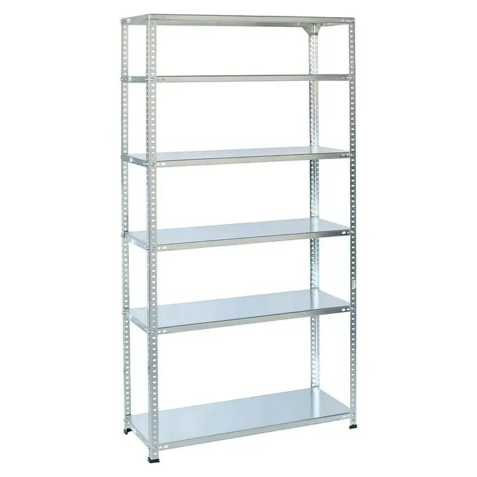 AR Shelving MetallregalH x B x T: 250 x 60 x 40 cm, Traglast pro Boden: 100 kg, Anzahl Böden: 6 Stk., Schrauben, Silber - Diagonale Ansicht