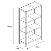 AR Shelving Metallregal T-Profil Grundelement (H x B x T: 200 x 120 x 30 cm, Traglast pro Boden: 250 kg, Anzahl Böden: 4 Stk., Stecken, Blau) | BAUHAUS
