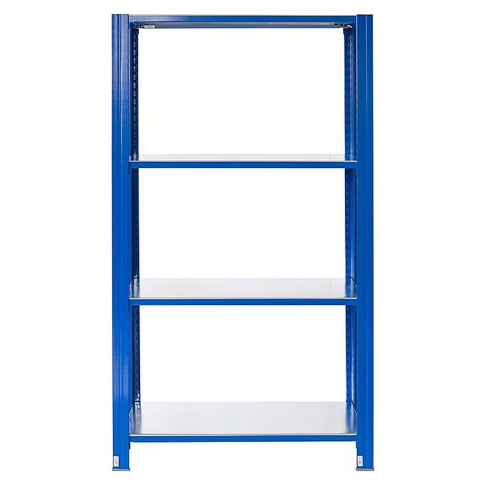AR Shelving Metallregal T-Profil Grundelement (H x B x T: 250 x 100 x 40 cm, Traglast pro Boden: 250 kg, Anzahl Böden: 4 Stk., Stecken, Blau) | BAUHAUS