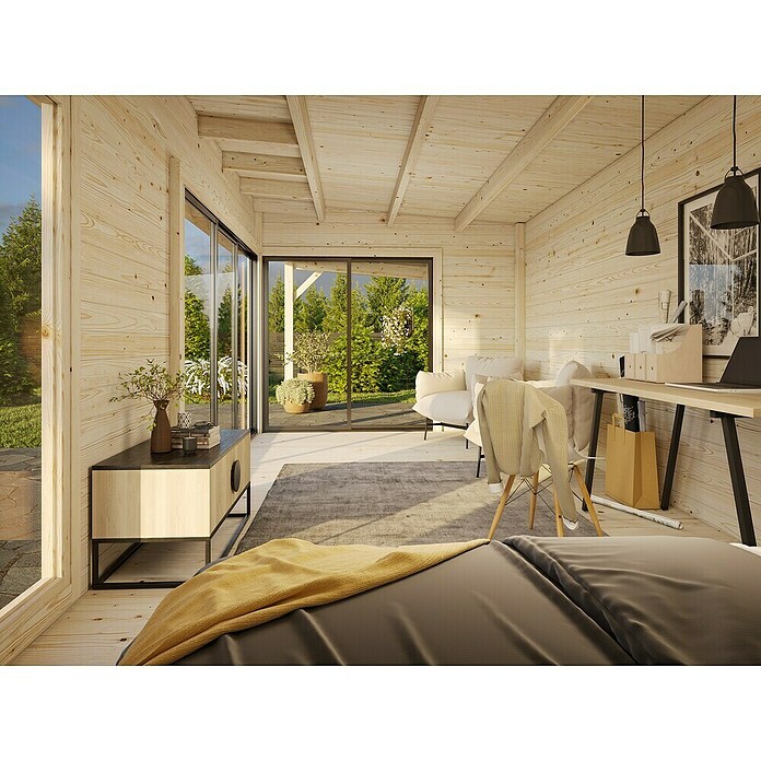 Palmako Caseta de jardín Andrea Slide Plus (Medidas ext. (An x Pr): 920 x 402 cm, Madera, Natural) | BAUHAUS