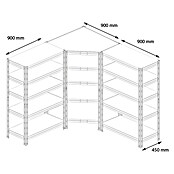 AR Shelving Schwerlastregal Rivet (H x B x T: 180 x 180 x 45 cm, Traglast pro Boden: 175 kg, Anzahl Böden: 15 Stk., Stecken, Silber) | BAUHAUS