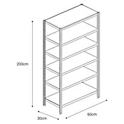 AR Shelving Metallregal T-Profil Grundelement (H x B x T: 200 x 60 x 30 cm, Traglast pro Boden: 250 kg, Anzahl Böden: 6 Stk., Stecken, Blau) | BAUHAUS