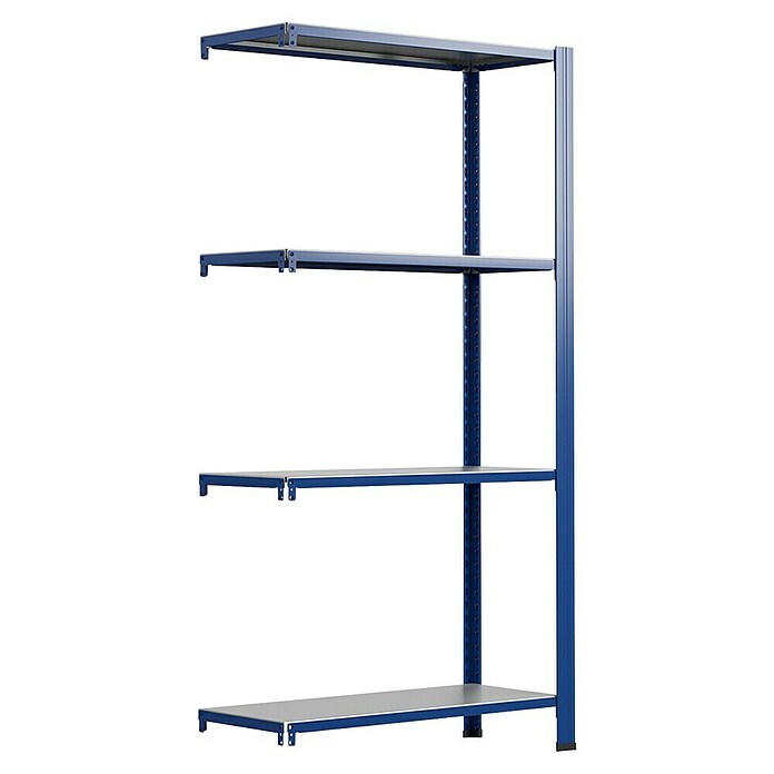 AR Shelving Metallregal T-Profil Anbauelement (H x B x T: 200 x 60 x 50 cm, Traglast pro Boden: 250 kg, Anzahl Böden: 4 Stk., Stecken, Blau) | BAUHAUS