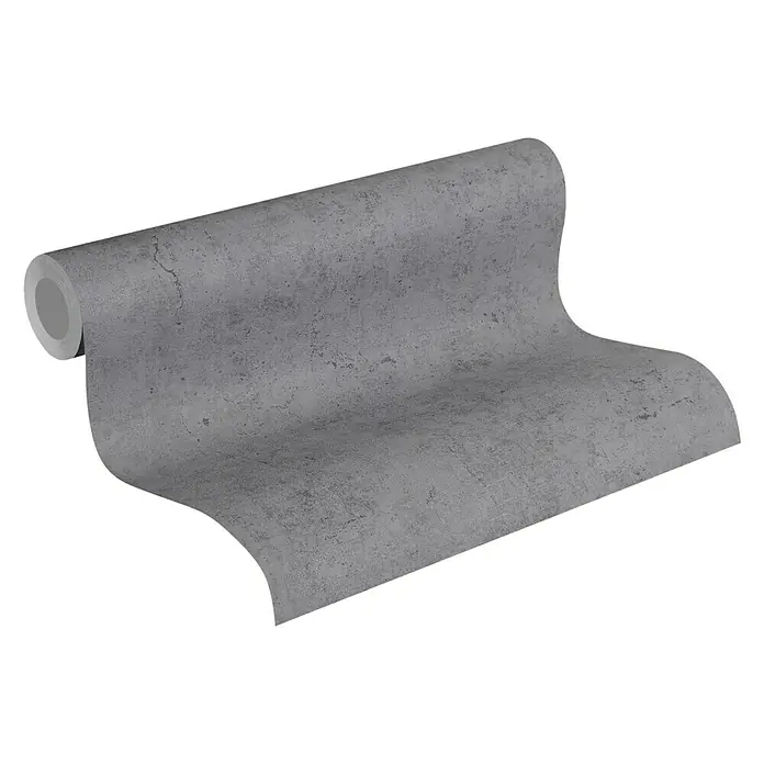 A.S. Création Metropolitan Stories Vliestapete Betonoptik - Dunkelgrau, Betonoptik, 10,05 x 0,53 m - Graue Beton-Tapete auf einer Rolle, die eine strukturierte Oberfläche und eine moderne Ästhetik für stilvolle Innenräume bietet.