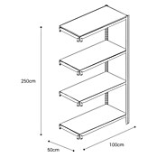 AR Shelving Metallregal T-Profil Anbauelement (H x B x T: 250 x 100 x 50 cm, Traglast pro Boden: 250 kg, Anzahl Böden: 4 Stk., Stecken, Blau) | BAUHAUS