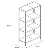 AR Shelving Metallregal (H x B x T: 200 x 120 x 40 cm, Traglast pro Boden: 180 kg, Anzahl Böden: 4 Stk., Stecken, Blau) | BAUHAUS