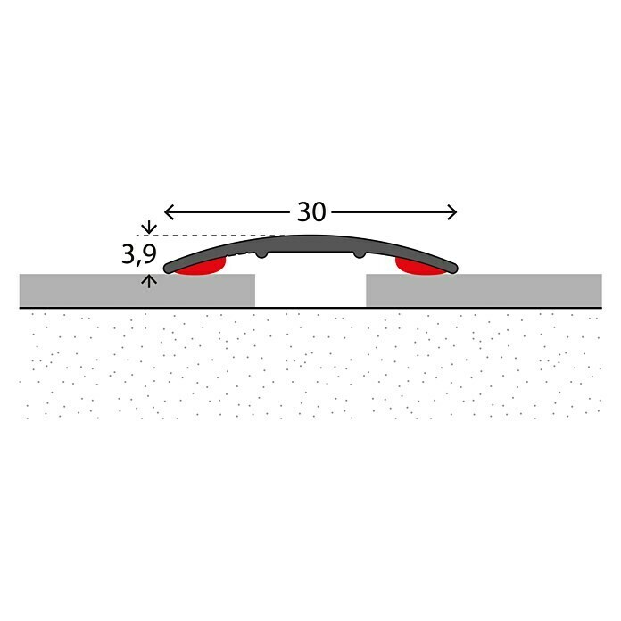 LOGOCLIC Übergangsprofil 130Edelstahl matt, 1 m x 30 mm x 3,9 mm, Montageart: Kleben Detail Shot