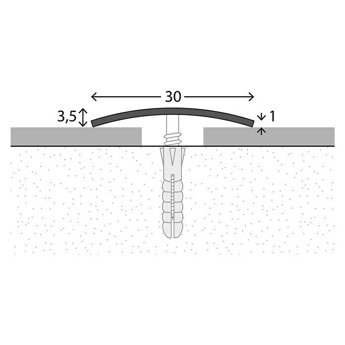 LOGOCLIC Prijelazni profil (Sjajni plemeniti čelik, 1 m x 30 mm x 3,5 mm, Vrsta montaže: Vijci, null)