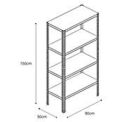 AR Shelving Metallregal (H x B x T: 150 x 90 x 50 cm, Traglast pro Boden: 100 kg, Anzahl Böden: 4 Stk., Schrauben, Silber) | BAUHAUS