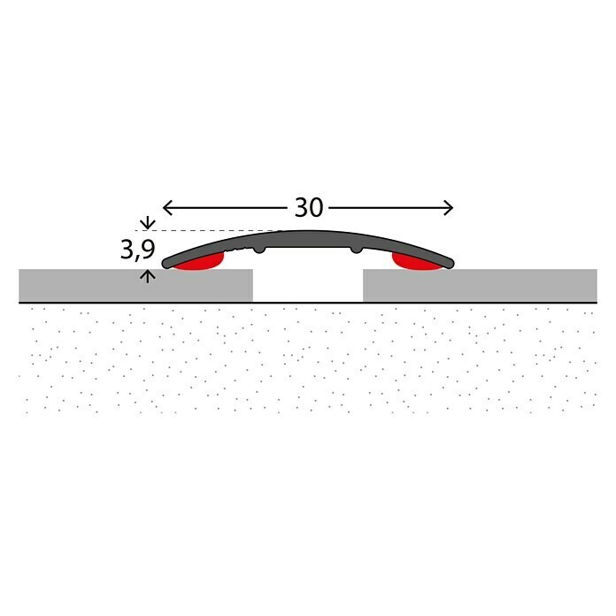 LOGOCLIC Prijelazni profil (Srebrno, 1 m x 30 mm x 3,9 mm, Vrsta montaže: Lijepljenje)