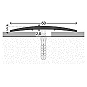 LOGOCLIC Prijelazni profil (Srebrno, 2,7 m x 60 mm x 5 mm, Vrsta montaže: Vijci)
