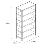 AR Shelving Metallregal (H x B x T: 250 x 100 x 30 cm, Traglast pro Boden: 180 kg, Anzahl Böden: 6 Stk., Stecken, Blau) | BAUHAUS