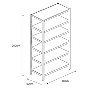 AR Shelving Metallregal T-Profil Grundelement (H x B x T: 200 x 80 x 50 cm, Traglast pro Boden: 250 kg, Anzahl Böden: 6 Stk., Stecken, Blau) | BAUHAUS