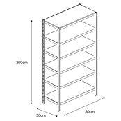 AR Shelving Metallregal T-Profil Grundelement (H x B x T: 200 x 80 x 30 cm, Traglast pro Boden: 250 kg, Anzahl Böden: 6 Stk., Stecken, Blau) | BAUHAUS