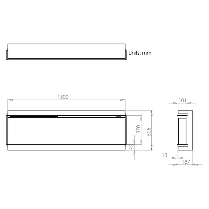 Charlton & Jenrick Chimenea eléctrica i1500E Slim (1.500 W, Negro, 18,7 x 153,4 x 50,5 cm) | BAUHAUS