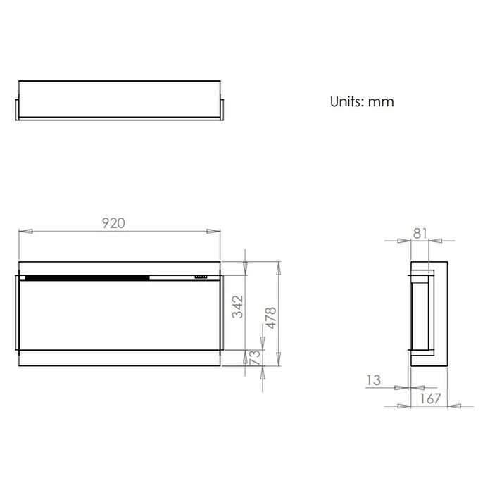 Charlton & Jenrick Chimenea eléctrica 4D i920E Slim (1.500 W, Negro, 8,1 x 92 x 34,2 cm) | BAUHAUS