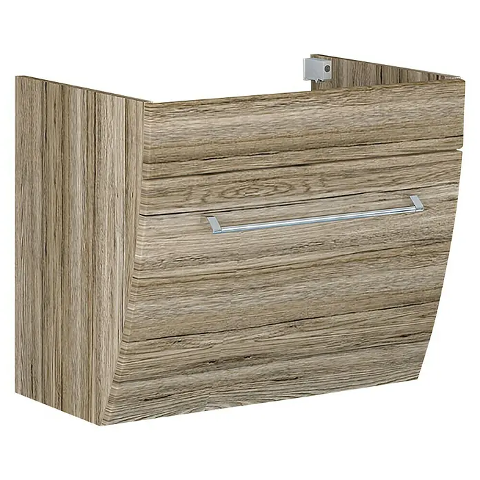 Camargue Orion Waschtischunterschrank - 59,7 x 45,5 x 52,5 cm, Sanremo Rustico - Holzfarbener Badezimmerschrank mit Schublade und einem silbernen Griff für Handtücher.