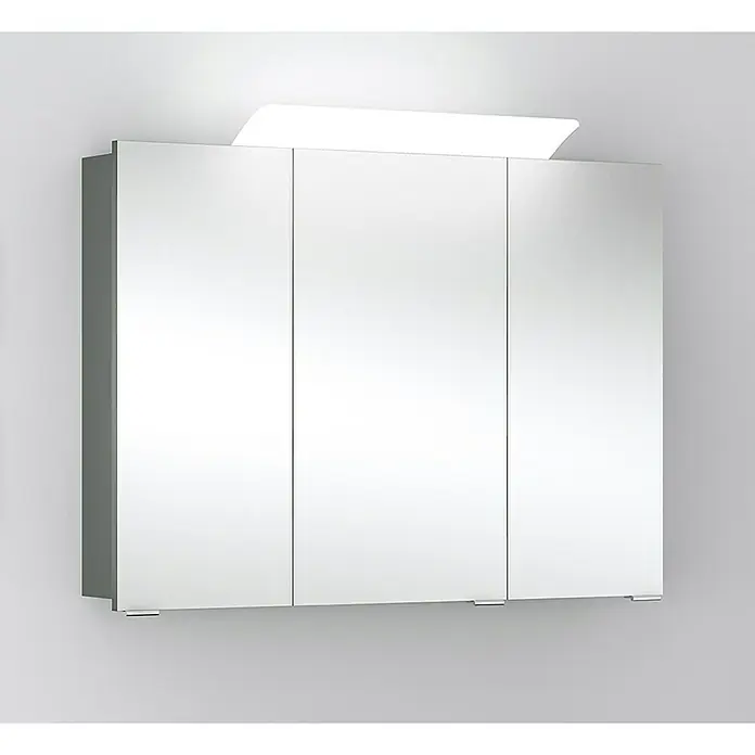 Camargue Orion LED-Spiegelschrank - B x H: 93 x 68 cm, Mit Beleuchtung, Anthrazit - Ein dreitüriger Spiegelschrank mit integrierter Beleuchtung, ideal für Badezimmer. Praktisch und stilvoll für die tägliche Badroutine.