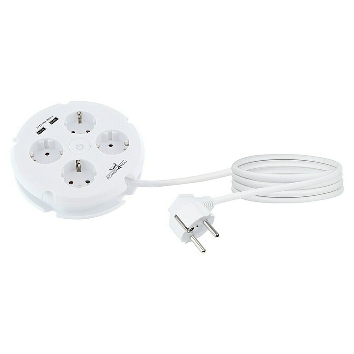Schwaiger Mehrfachstecker (1 x Schukostecker (Typ F), USB-A-Buchse (2 Stk.), Weiß) | BAUHAUS