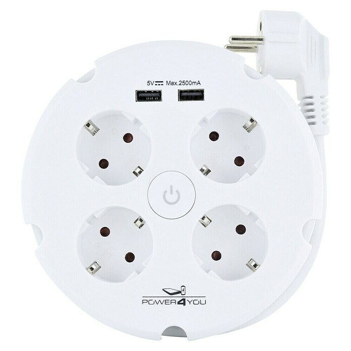 Schwaiger Mehrfachstecker (1 x Schukostecker (Typ F), USB-A-Buchse (2 Stk.), Weiß) | BAUHAUS