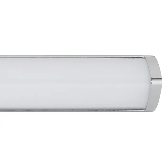 Eglo LED-Wand- & Deckenleuchte Gita 2 - 16 W, L x B x H: 60 x 7,5 x 7,5 cm, Weiß, Neutralweiß - Nahaufnahme einer LED-Deckenleuchte mit Chromfassung und gleichmäßigem, weißem Licht, ideal für moderne Innenräume.