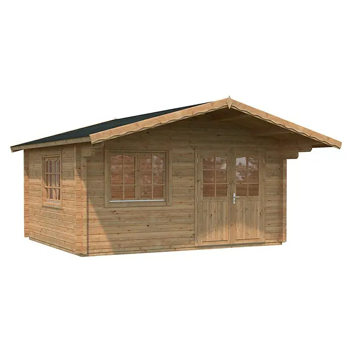 Palmako Gartenhaus - Außenmaß inkl. Dachüberstand (B x T): 514 x 524 cm, Holz, Braun - Holzgartenhaus mit Doppeltür & Fenster. Das naturbelassene Gartenhaus bietet Platz & Licht für Hobby, Entspannung oder als Lager.