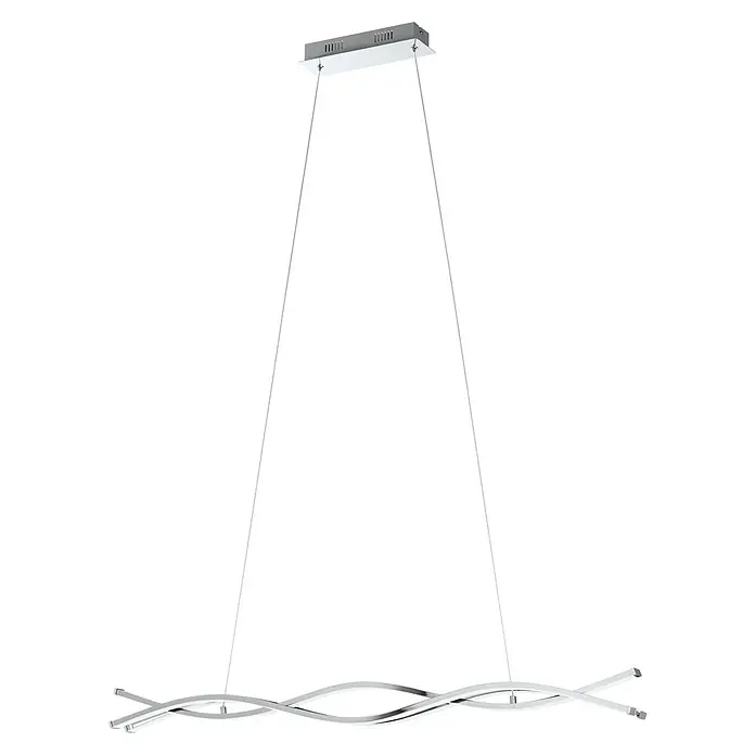 Eglo Lasana 2 Lámpara colgante LED - 35 W, L x An x Al: 100 x 8 x 120 cm, Cromo, Blanco cálido - Una escalera plegable de ático con peldaños blancos y un mecanismo de color plateado, diseñada para acceder al ático.